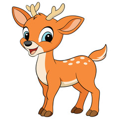Cute cartoon deer illustration animal character fawn reindeer woodland mammal wildlife nature drawing