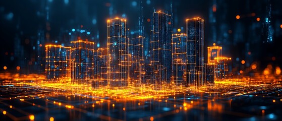 Digital Cityscape Glow.