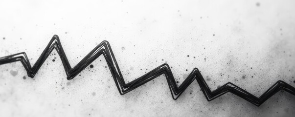 Minimalist black and white zigzag lines on textured background, stripes, simple