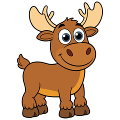Cute moose cartoon animal illustration vector art design wildlife character drawing woodland forest mammal design