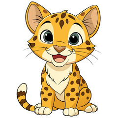 Cartoon cute baby jaguar illustration animal character feline wildcat predator mammal spotted design vector © VectorNext