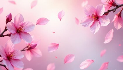 Fototapeta premium Vibrant sakura petals, scattered, white and pink gradient , floral pattern, texture, petal