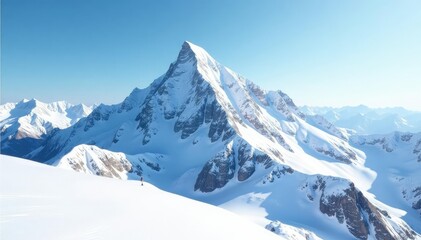 Fototapeta premium Snow-covered mountain peak, pristine white landscape, majestic, brilliant