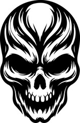 Obraz premium sketch vector illustration silhouette design icon logo symbol monochrome black white skull head ethnic traditional 