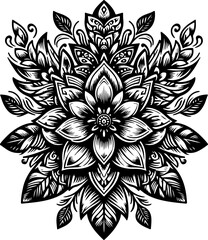 sketch vector illustration silhouette design icon logo symbol monochrome black white flower abstract modern natural ethnic traditional   