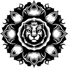 sketch vector illustration silhouette design icon logo symbol monochrome black white flower abstract modern natural ethnic traditional  