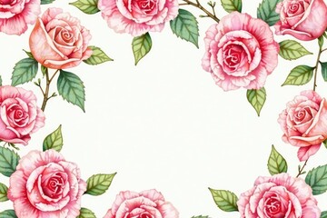 Fototapeta premium Delicate watercolor roses repeat in a soft, romantic pattern , flowers, floral, rose