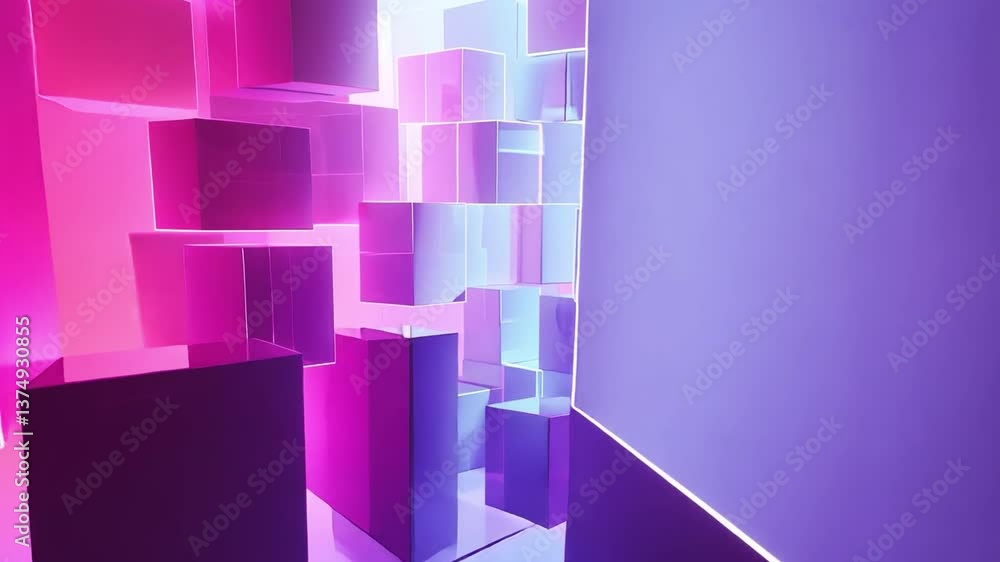 Poster vibrant abstract background with translucent cubes in purple and pink modern dynamic display of ligh