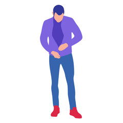 Man fastening a jacket, simple illustration