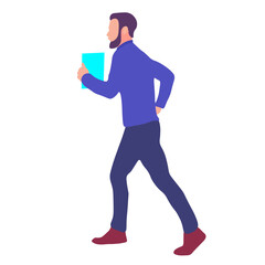Man in a hurry carrying documents