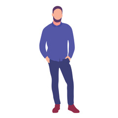 Man in a Blue Shirt and Pants