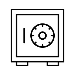 ダイヤル式の耐火金庫のモノクロアイコン