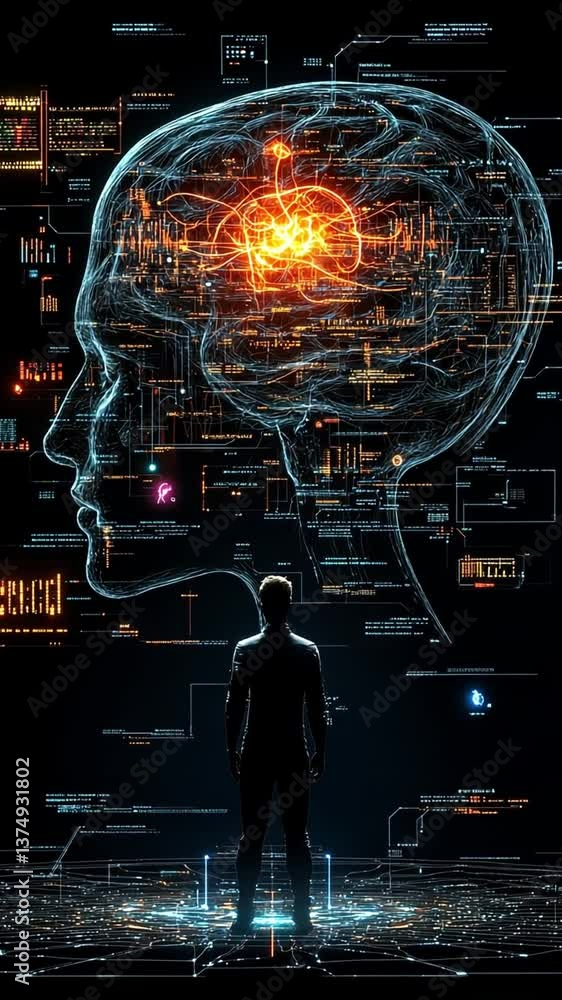Aufkleber exploring the future of neurotechnology through advanced neural implant visualizations