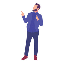 Man pointing upwards in casual attire