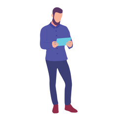 Man Reading on Tablet