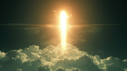 Obraz premium Radiant Beam of Light Emerging Through Dramatic Cloud Formation
