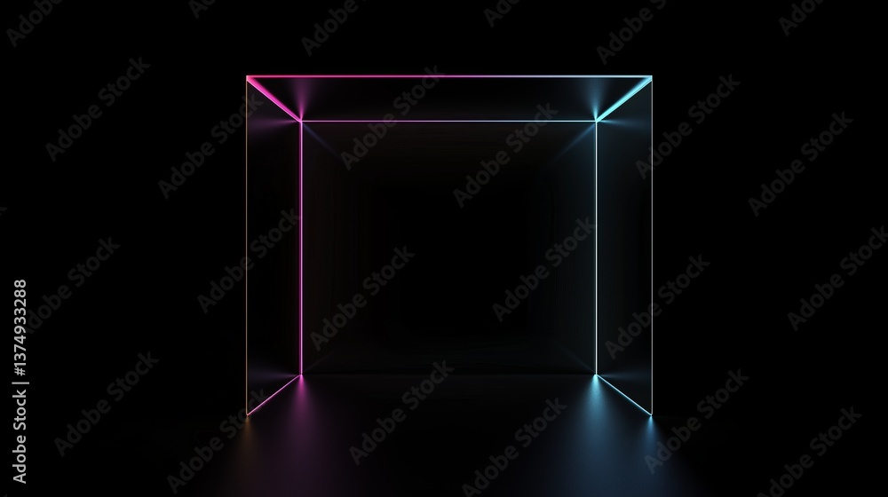 Aufkleber abstract high contrast box with sharp edges on black background