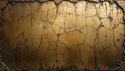 Antique gold-leafed mirror grunge texture with worn metallic edges and cloudy glaze