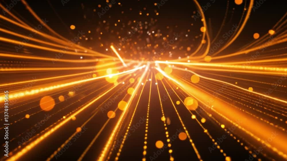 Poster abstract glowing lines and particles dynamic visual journey of energy and movement in vibrant orange