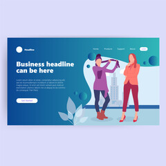 Modern business headline with two figures, suitable for a website landing page