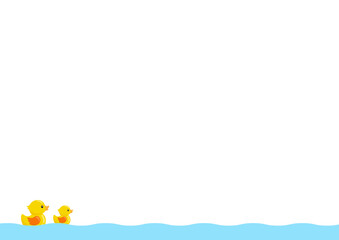 お風呂の玩具のアヒルが浮かぶイラスト 温泉や銭湯のチラシ背景デザイン