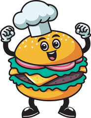 Burger cartoon mascot illustration