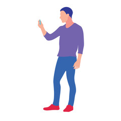 Person holding object, side view