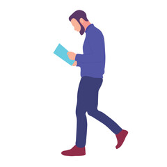 Person Reading a Book While Walking