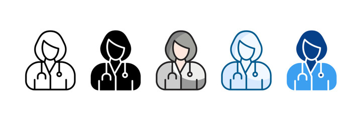 Doctor Icon Set Multiple Style Collection