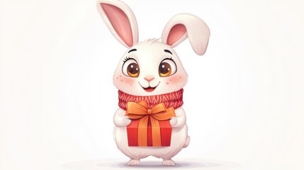 Cute Rabbit with Gift Box
