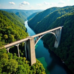 Fototapeta premium Spectacular bird's eye view of the impressive Koroshegy Viaduct in beautiful Hungary, landmark, Hungary, landscape
