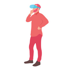 Person wearing VR headset, contemplating