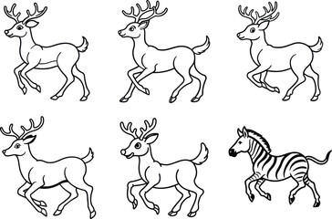 Elegant Line Art Collection of Various Animals