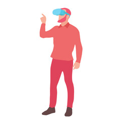 Person Wearing VR Headset, Pointing