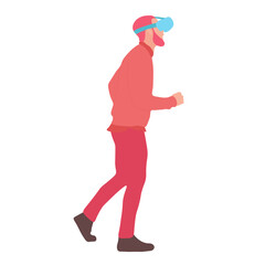 Person Wearing VR Headset, Side View