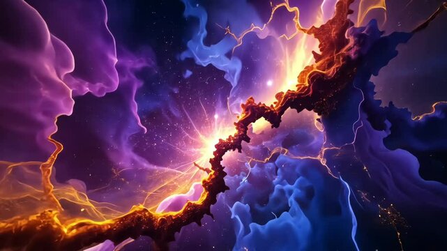 Abstract galaxy-inspired star clusters with vivid cosmic swirls and glowing hues. Banner for sci-fi themes, celestial designs, and futuristic concepts