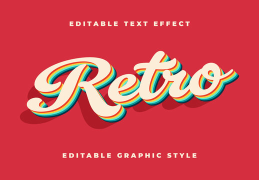 Colorful Retro Script Font 3D Layered Shadow Text Effect