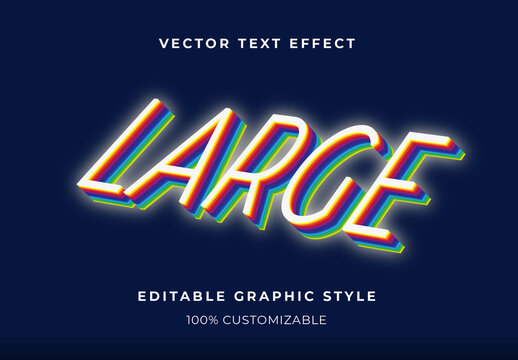 Colorful Lying Down 3D Gradient Font Glowing Shadow Text Effect