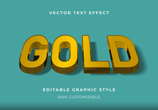 Gold Shiny Metallic Lying Down Font 3D Reflective Text Effect