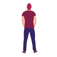 Fototapeta premium Rear View of a Person in a T-Shirt and Pants