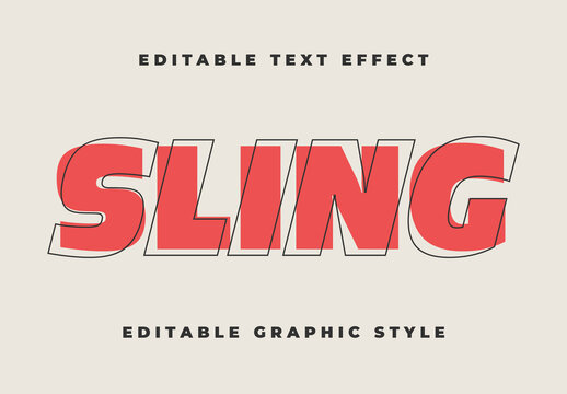 Red And Black Outline Bold Display Text Effect