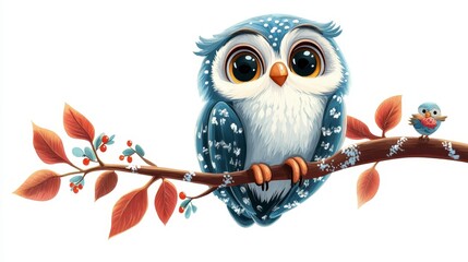 Fototapeta premium Blue Owl with Colorful Feathers