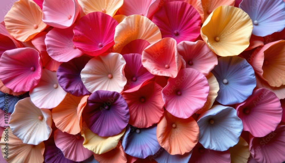 Poster layered petal design an intricate arrangement of layered petals in various shades, delicately overla