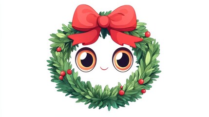 Cute Character in Holiday Wreath