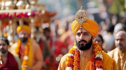 Obraz premium Spiritual Leader in Colorful Attire