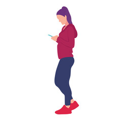 Side view of a person using a phone