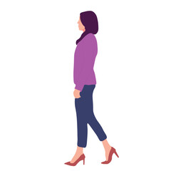 Side view of a woman walking