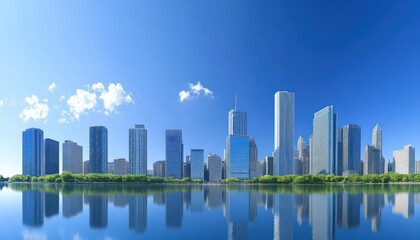 Obraz premium Chicago Skyline on a Sunny Day