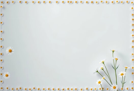 Subtle daisy chain border, minimalist Scandinavian style , graphic, spring