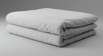 Folded White Sheets or Towels Stacked Neatly on Light Gray Background